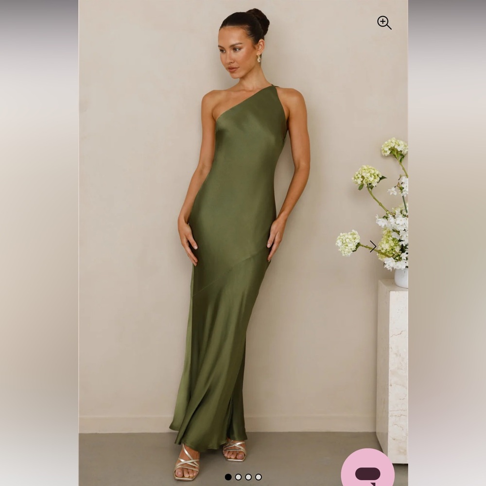 Hello Molly Chic Olive One-Shoulder Dress
